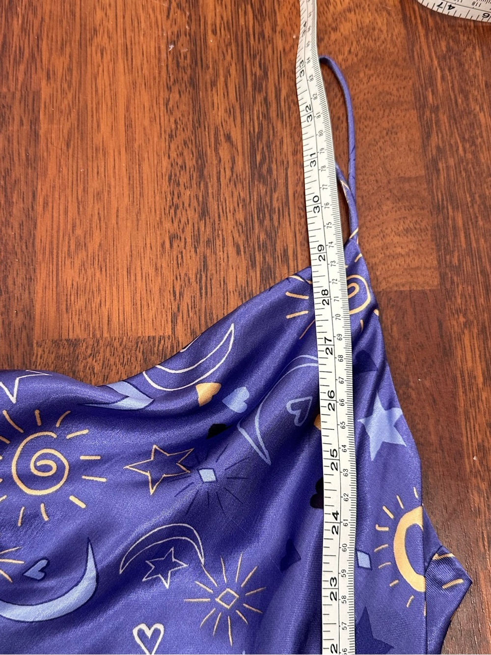 Zara NWT Silky Purple Celestial Slip mini Dress Cowl Neck. Fairy. Party. Rave S - Picture 16 of 16